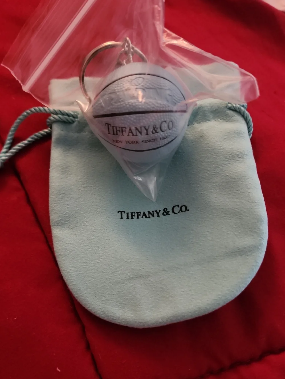 Teal Blue Tiffany Basketball Spalding Keychain With Pouch